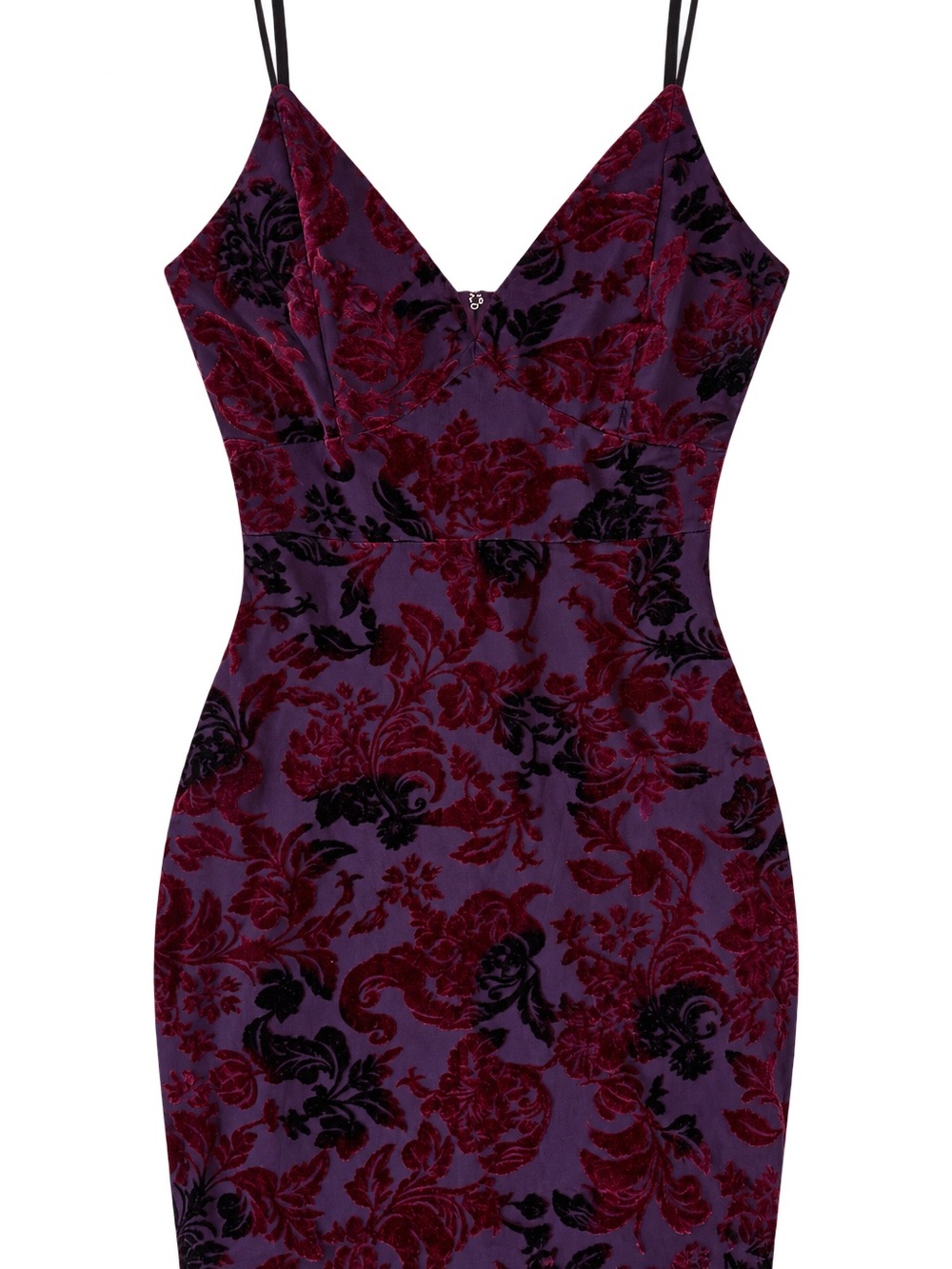 Windsor Burgundy and Black Floral Velvet Mini Dress